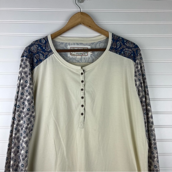 Aventura Organic Cotton Frankie Henley Size XXL Cream Contrast Long Sleeve - Picture 7 of 11